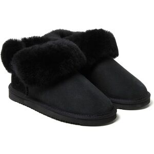 Dearfoams Women's Fireside Shearling Water Resistant Foldover Boot Slipper, 8